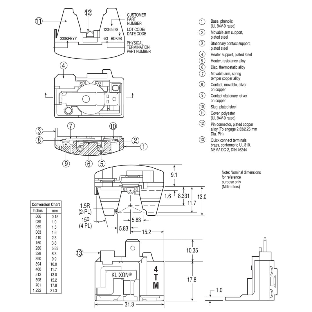 KLIXON 4TM Overload Protector for LG Refrigerator & Freezer Replacement Part 739KFBYY-53