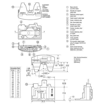 KLIXON 4TM Overload Protector for LG Refrigerator & Freezer Replacement Part 739KFBYY-53