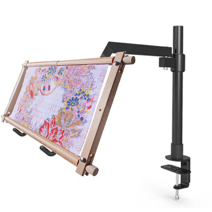 Metal Needlework Frames Stand Adjustable Rotated Embroidery Holder Hands Free Cross Stitch Scroll Frame Lap Table Clamp Embroidery Frame Stand for Needlepoint Supplies