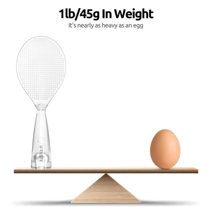 U-Taste Rice Spoon Paddle Scooper: 329°F Heat Resistant Food-Grade TPX Rice Spatula, Safe for Non-Stick Cookware, with Built-In Stand, Lightweight for Sushi, Pasta, Cooking & Serving (Transparent)
