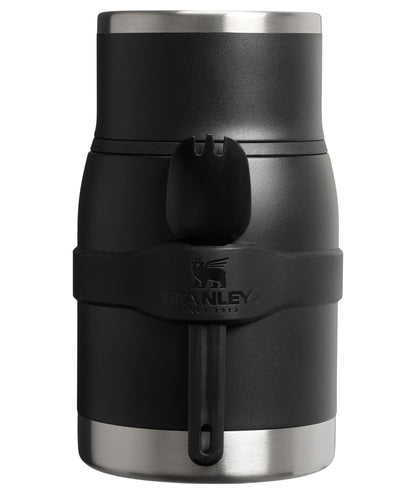 STANLEY Adventure To-Go Food Jar and Spork 24 oz | Vacuum Insulated Food Container | Wide Mouth Screw On Lid | Packable for Travel | Stainless Steel with Leakproof Lid | BPA-Free | Black 2.0
