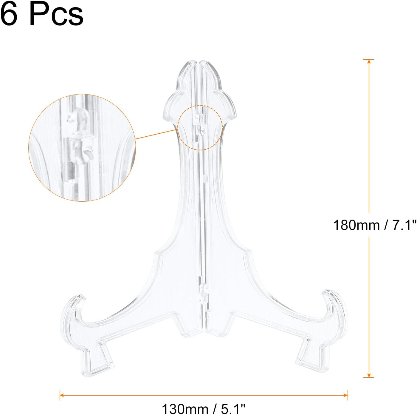 uxcell 6Pcs 7.1" Easel Plate Holder, Plastic Folding Display Stand for Decorative Plates, Clear for Picture Frame
