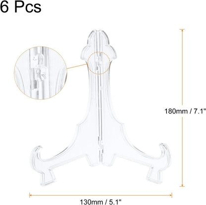 uxcell 6Pcs 7.1" Easel Plate Holder, Plastic Folding Display Stand for Decorative Plates, Clear for Picture Frame