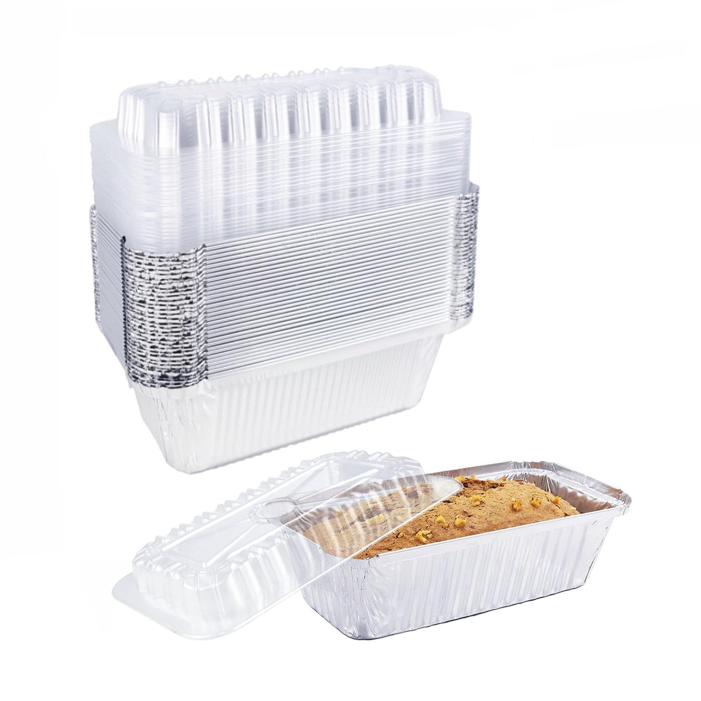 Lewarm Disposable Bread Pans With Lids Bakeware Set,30 Pack, 1.5lb Aluminum Foil Loaf Pans, Perfect for Baking, Storing, Freezing Food or Take-out