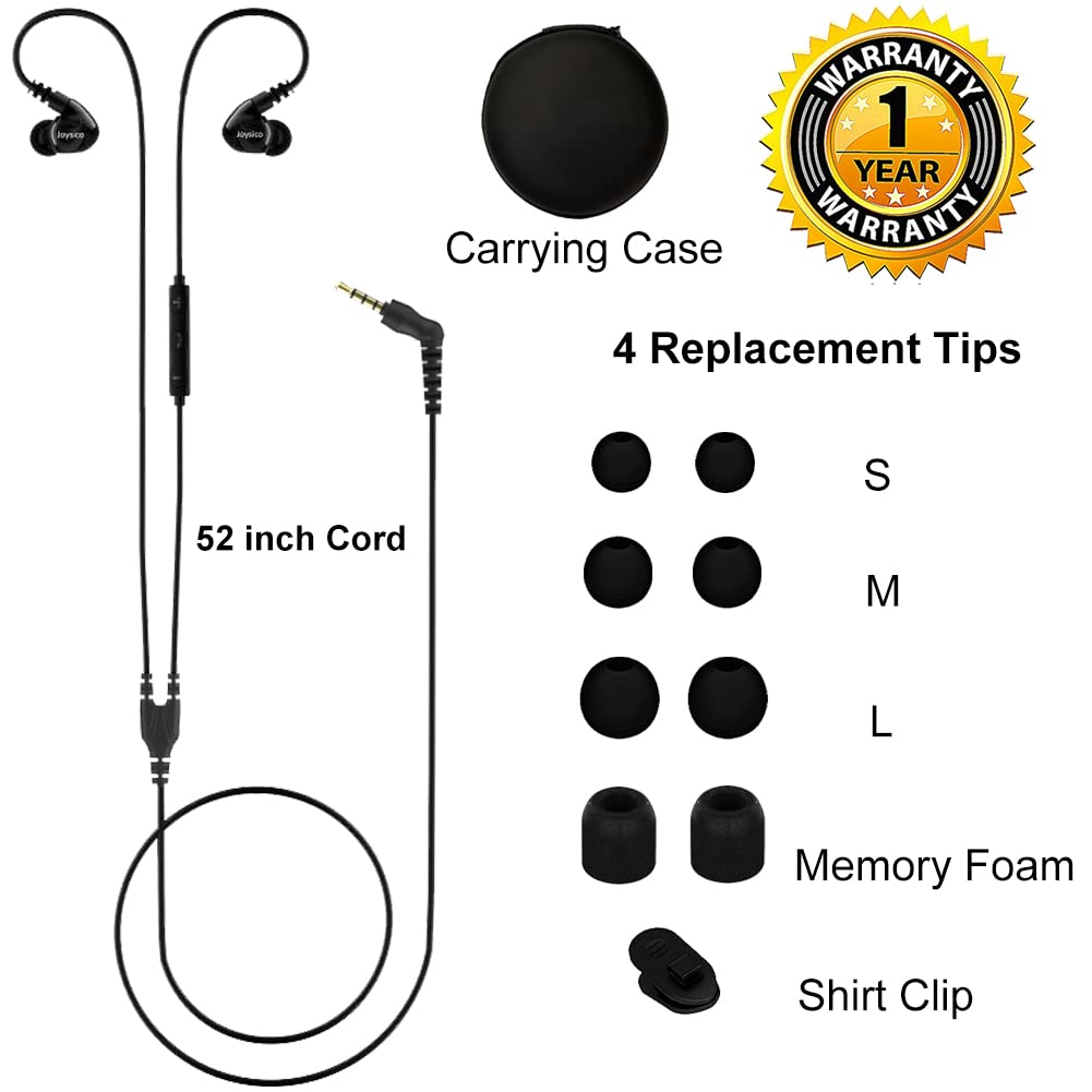 Joysico Sport Headphones Wired Over Ear in-Ear Earbuds for Kids Women Small Ears Comfortable, Earhook Earphones for Running Exercise Jogging, Ear Buds with Microphone and Volume for Cell Phones Black
