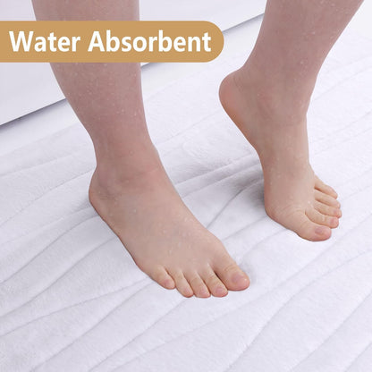 Buganda Memory Foam Bathroom Rug Mat 30x20, Extra Soft Absorbent Non-Slip Machine Washable Bath Rugs for Floor, White