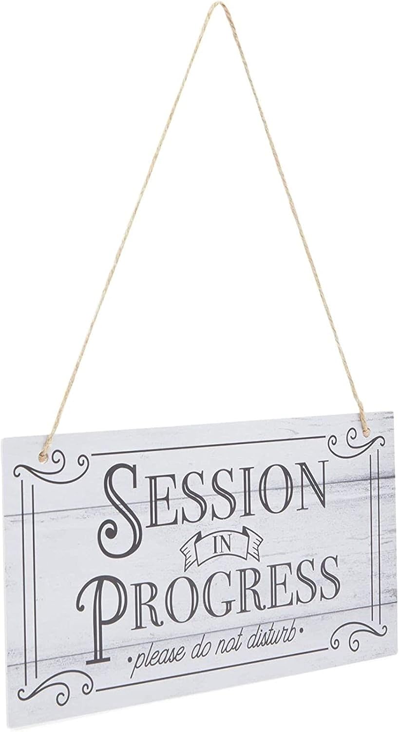Stockroom Plus In Session Door Sign for Therapists - 5 x 10 in White PVC, 2 Pack Meeting In Progress & Quiet Please