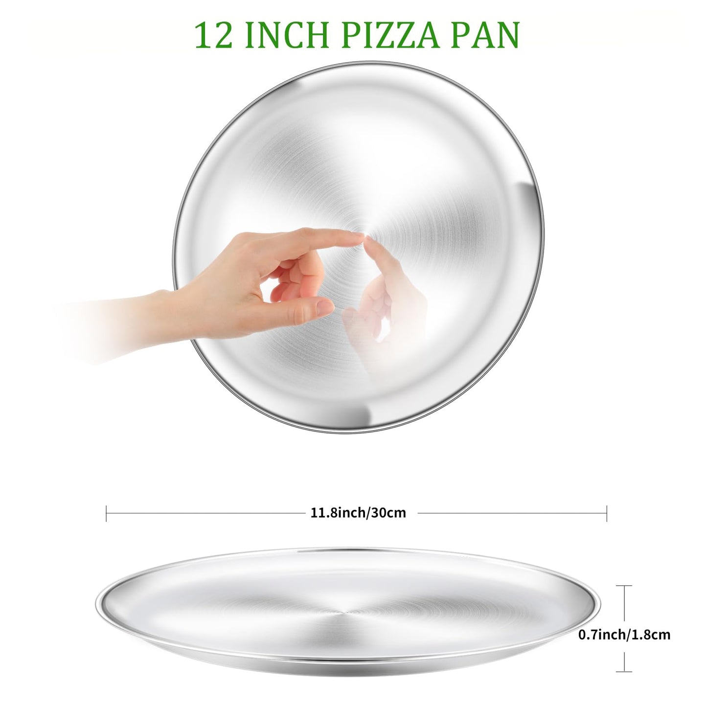 Yododo Pizza Pan Set of 3, Stainless Steel Pizza Pie Pan Tray Platter Pizza Tray, Round Pizza Dish Plate For Oven Baking, Healthy Metal Pizza Baking Cooking Pan for Oven - Size of 12 inch