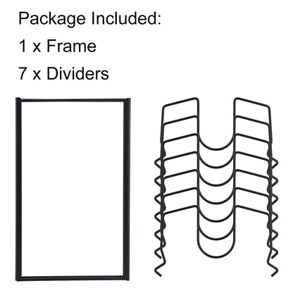 Toplife Pot Lids Organizer Rack for Cabinet and Countertop, 7+ Pan Lids and Bakeware Organizer Rack Holder with 7 Adjustable Compartments - Black