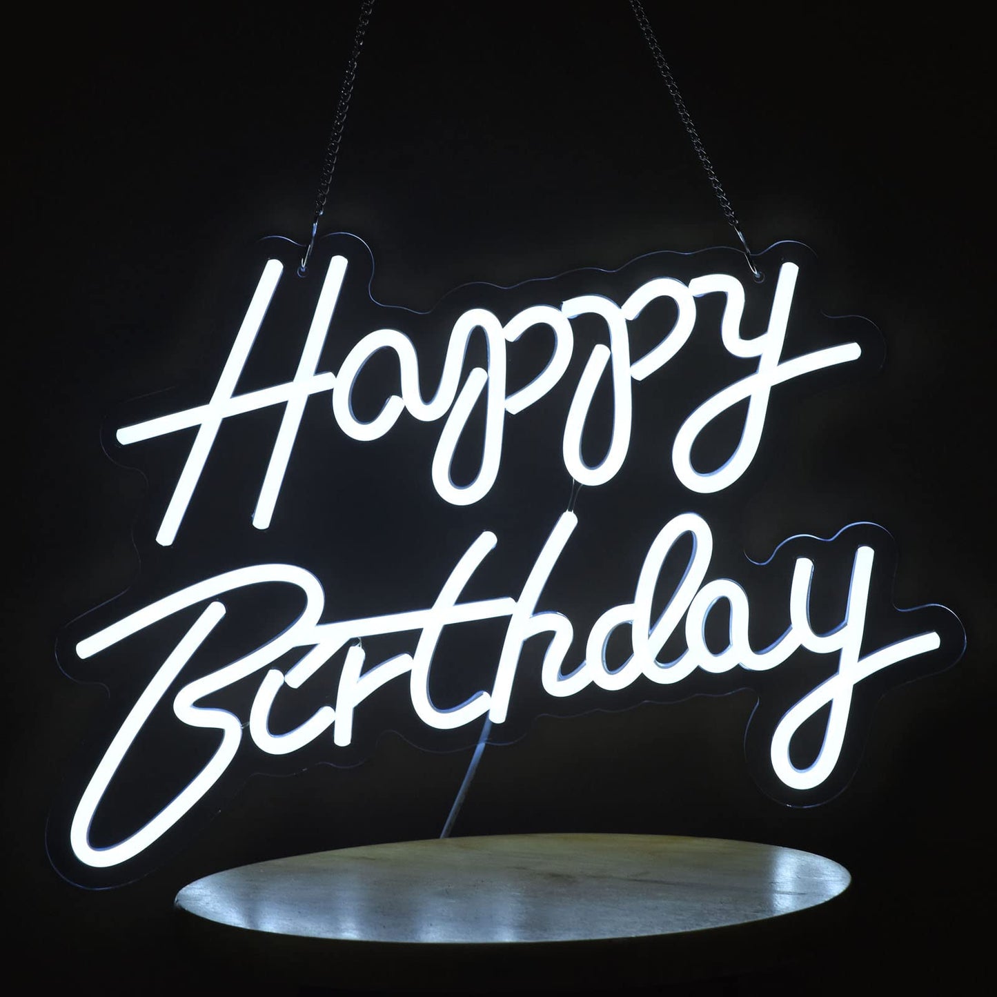 Happy Birthday Neon Sign for Wall Decor, with Dimmable Switch, Reusable Neon Light Sign for All Party Decoration(17X12inches,White)
