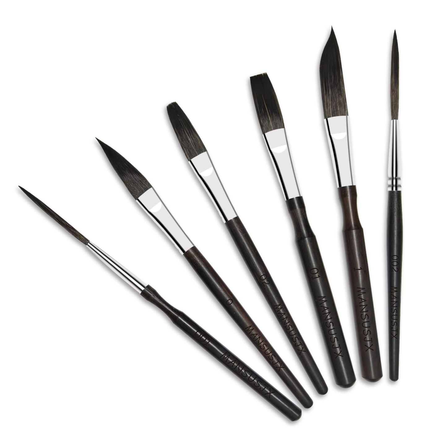 Starter Pinstriping Brush Kit 6 pcs High Performance Striping Brushes, Long Liner, Script Liner, Sword, Cat Tongue, Scroll Brushes for Lettering & Detailing