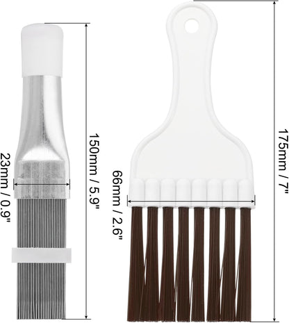 PATIKIL Air Conditioner Fin Comb, 3 Set Stainless Steel Condenser Fin Straightener & Cleaning Brush