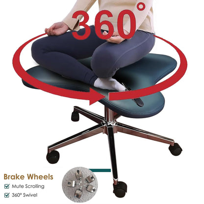 GenSDH Kneeling Office Chair, Ergonomic Posture Chair, Home Office Desk Chair with Brake Casters, Height Adjustable Cross Legged Chair, Meditation Chair, for,Grey-One Size
