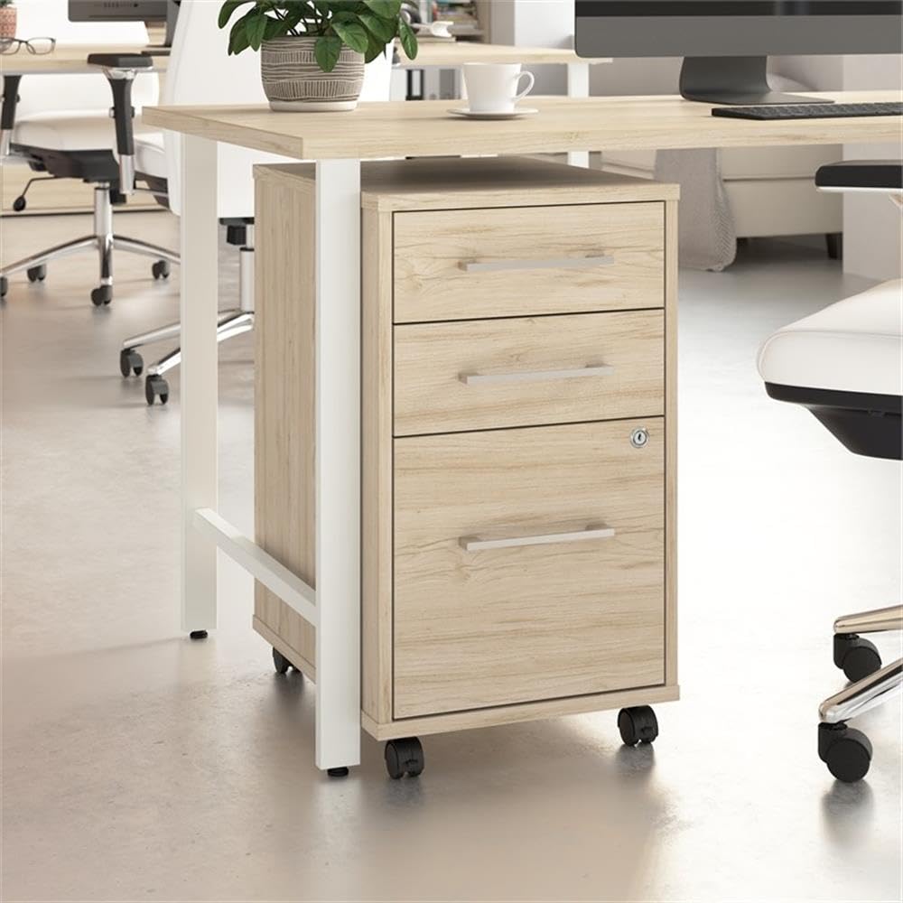 Bush Business Furniture Hustle 3 Drawer Rolling File Cabinet in Platinum Gray, Mobile Document Storage for Home and Professional Office