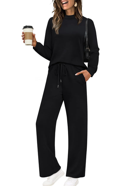 Sampeel Two Piece Sets for Women Mock Neck Matching Sets Loungewear Fall Clothes Travel Outfits Fashion 2025 XS-2XL