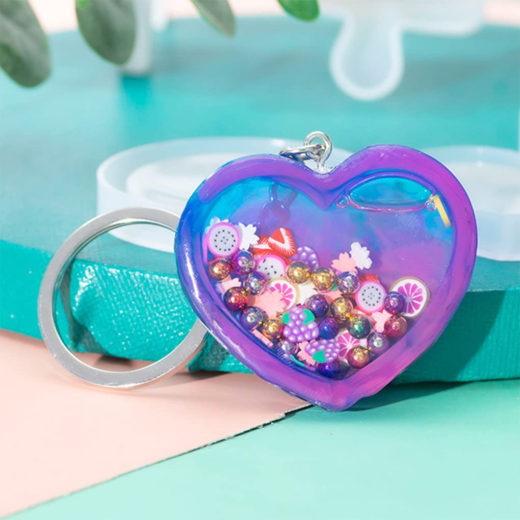FineInno Heart Shaker Resin Molds,Hollow Heart Epoxy Resin Molds,Jewelry Molds for Epoxy Resin DIY Quicksand Pendant, Necklace,Craft Making