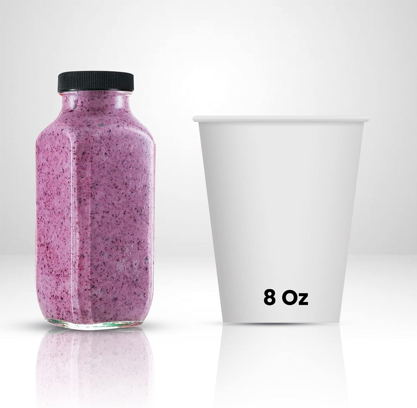 12-Pack 8oz DilaBee Glass Juice Bottles with Lids, Glass Bottles with Lids for Juice, Smoothie, Water, Milk & Kombucha