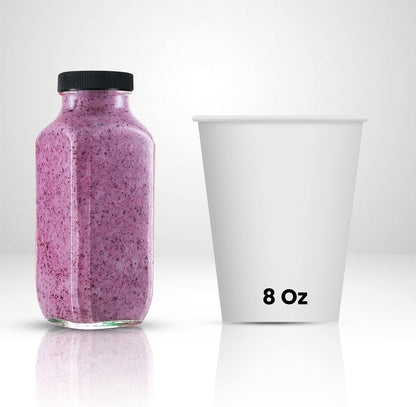 12-Pack 8oz DilaBee Glass Juice Bottles with Lids, Glass Bottles with Lids for Juice, Smoothie, Water, Milk & Kombucha