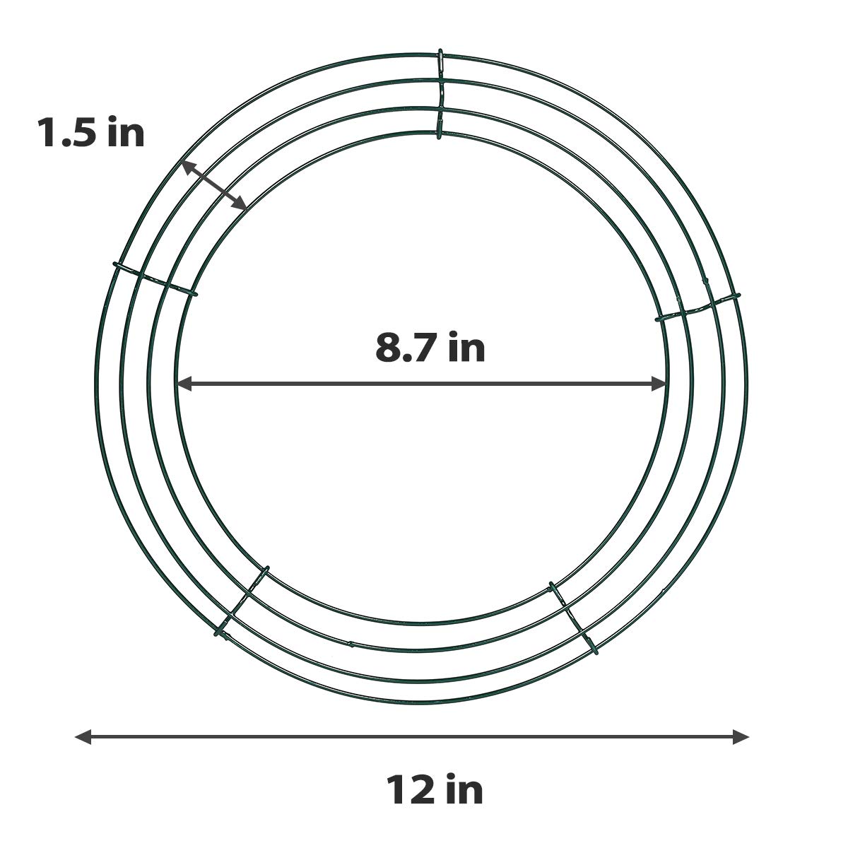 8 Pack Wire Wreath Frame 12 Inch Metal Form Ring for Crafts DIY Front Door Christmas New Year Valentines Wedding Garden Home Party Decoration with 38 Yard Paddle Wire
