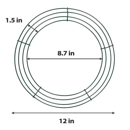 8 Pack Wire Wreath Frame 12 Inch Metal Form Ring for Crafts DIY Front Door Christmas New Year Valentines Wedding Garden Home Party Decoration with 38 Yard Paddle Wire