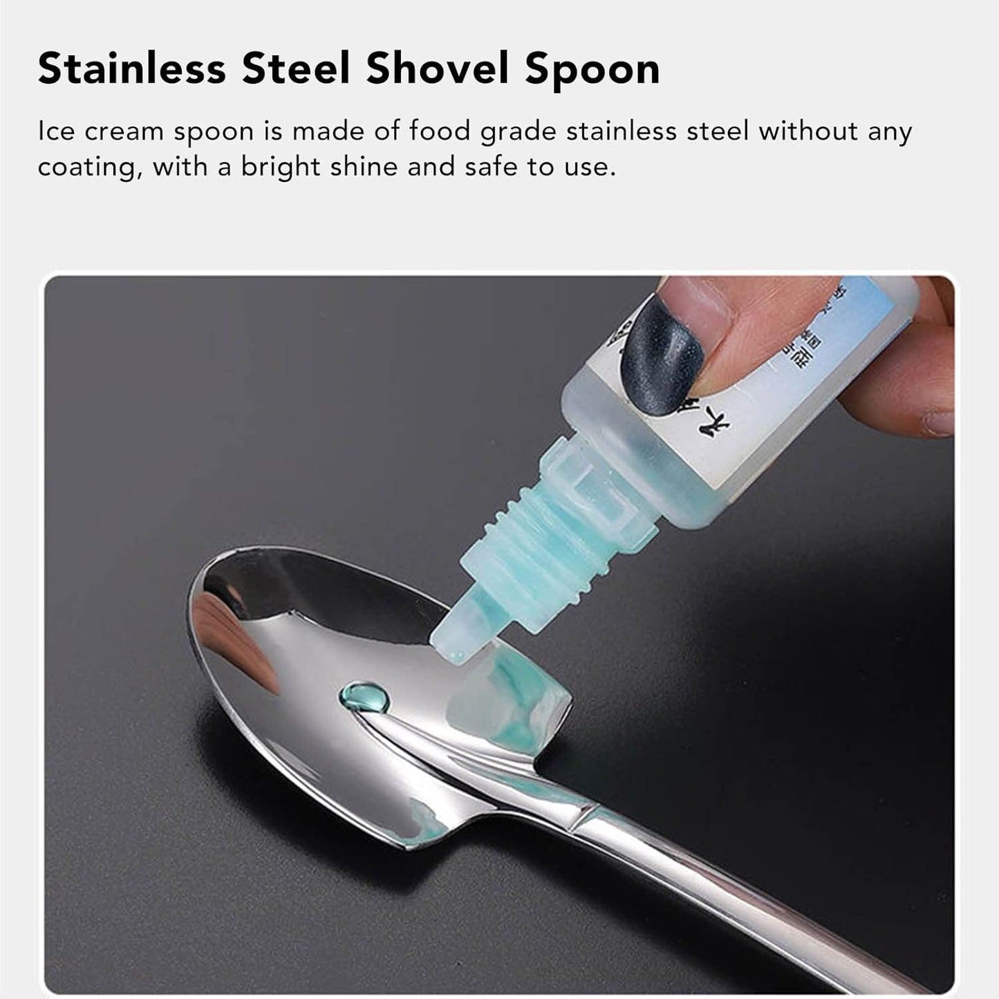 Ice Cream Spoon, Stainless Steel Cute Shovel Spoon, Reusable Sugar Dessert Cake Spoon for Home Cafe (4 Pointed Shovel)