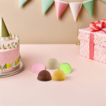TOYANDONA 5Pcs Simulated Ice Cream Balls Realistic Fake Ice Cream Props for Photography Display and Shop Decor Lifelike Model Toy Food 2.16X2.16X1.25In
