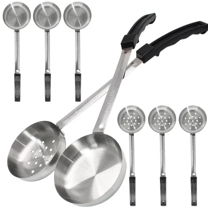 Opfiue 8PCS 6oz Portion Control Serving Spoons,Bariatric Serving Utensils Ideal Weight Watchers,Slotted and Unslotted Scoops,Heavy Duty Stainless Steel Utensils for Restaurants/Weight Loss(Black)