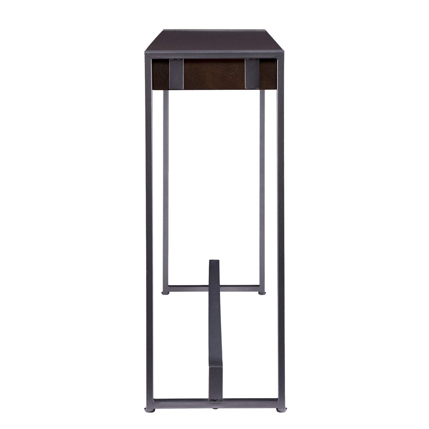 SEI Furniture - Holly & Martin Macen Console - Dark Tobacco with Gunmetal - Transitional Design, Brown Iron and Wood - Ideal for Entryway, Living Room (CM9912)