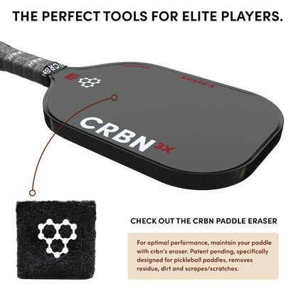 CRBN Pickleball – X Series Power Paddle (3X, 16mm) + Pro Team Tour Paddle Bag with Zip-Off Sling – Carbon Fiber Paddle & Multi-Pocket Gear Bag - Virtual Bundle