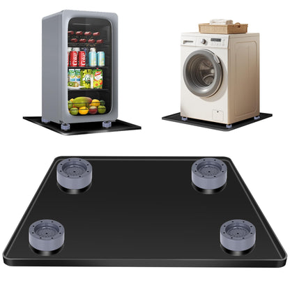 ToLanbbt Mini Fridge Silicone Mat with 4 Base Raisers - 20" x 20" x 0.6" Mini Fridge Drip Tray Under Refrigerator Mat Carpet Floor Protector Leak-Resistant Portable AC Pan for Washing Machine, Black