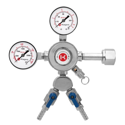 Kegco KC LH-542-2 Dual Product Premium Pro Series Dual Gauge Co2 Beer Regulator, Chrome
