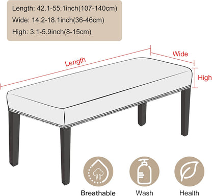 Stretch Bench Cover Spandex Rectangle Slipcover for Dining Room Kitchen Bedroom Indoor/Outdoor Use Fitted Bench