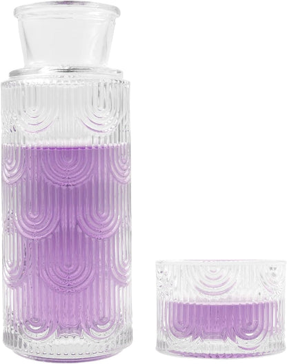 1Pcs Set Set Clear Night Carafe and Glass Dust Proof Glass Water Bottles with Cup Kit Versatile Night Water Bottle