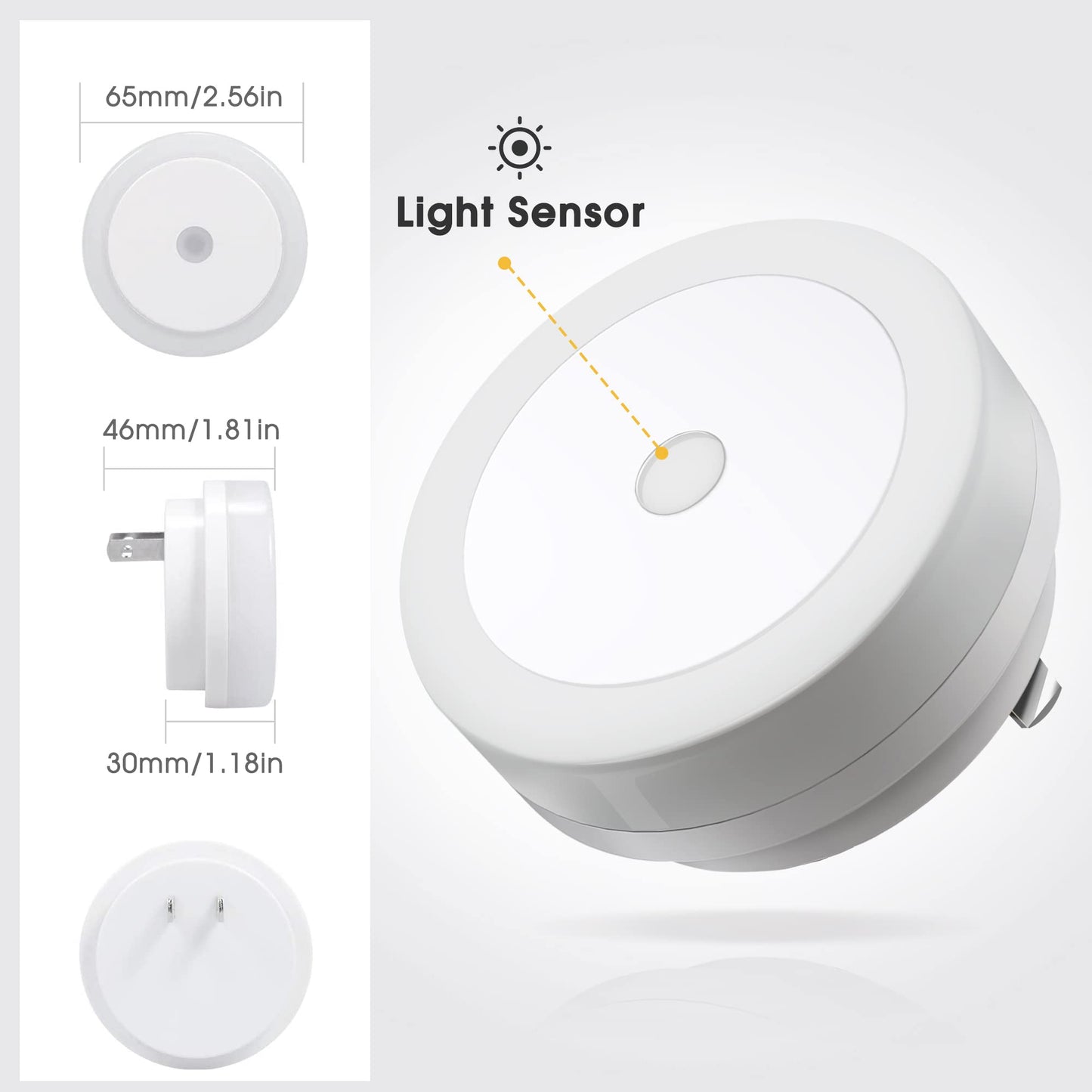 Briignite LED Baby Night Lights Plug into Wall [4Pack], Nightlight with Light Sensors for Kids Room, Bathroom Stair Lights, Hallway Light, Warm White