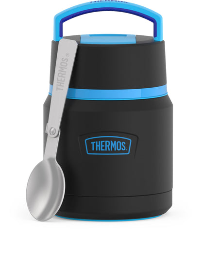 THERMOS ICON Stainless Steel Food Jar with Spoon, 12 Ounce, Black