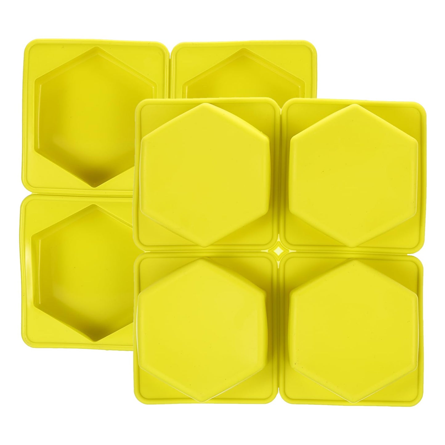 Patikil 4-Compartment Silicone Soap Mold - 2 Pack Hexagon Molds for Handmade Soap, Lotion Bars, Bath Soap, Cake, Chocolate, Candles, Ice Cubes - Yellow