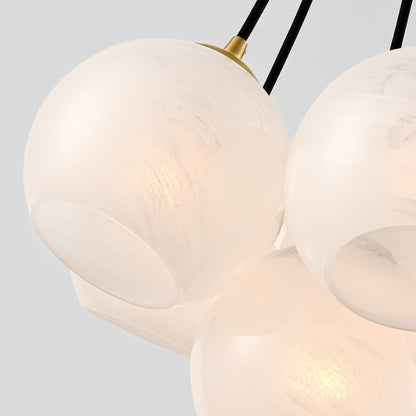Caiselee 11-Light Brushed Gold Bubble Chandeliers, Mid Century Modern Chandelier with Cloud Texture Globe, Milk Glass Pendant Light Fixture for Dining Room Foyer Entryway Living Room, ETL Certified