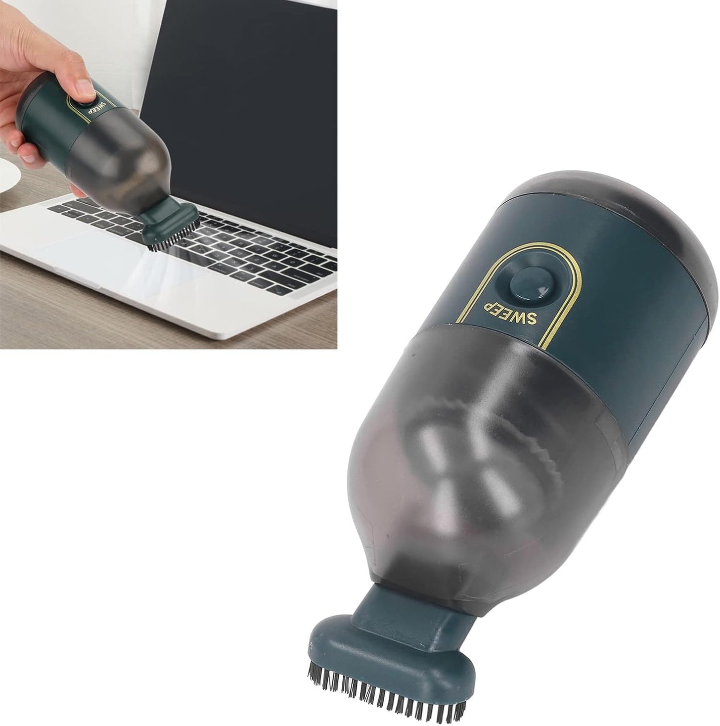 Zerodis Mini Vacuum, Ergonomic Detachable Multi-Purpose USB Charge Desktop Vacuum Cleaner for PC Laptop (Green)