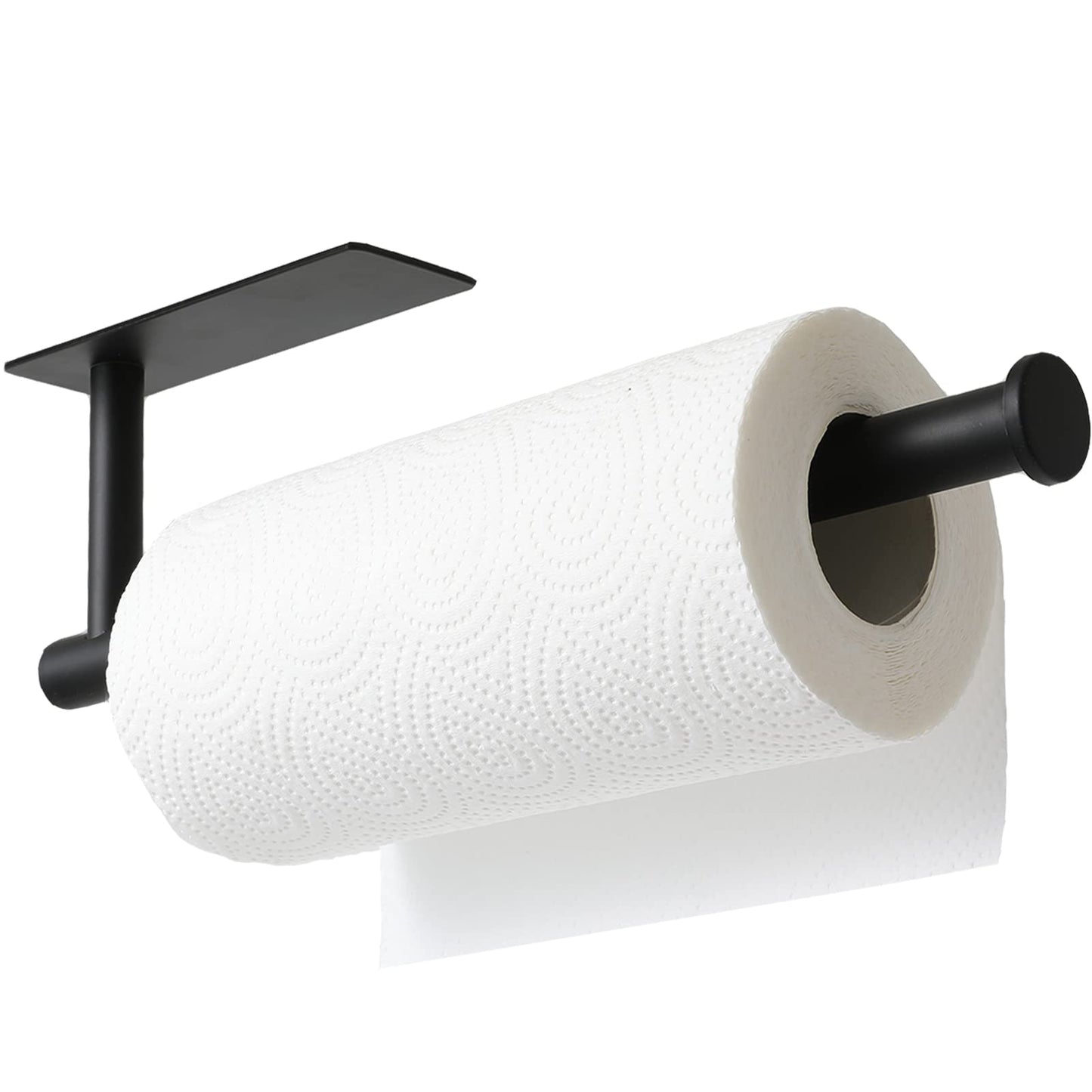 theaoo Paper Towel Holder - Under Cabinet Paper Towel Holder for Kitchen, Adhesive Paper Towel Roll Rack for Bathroom Towel, Wall Mounted Matte Black Paper Towel Rack, SUS304 Stainless Steel(1, Black)