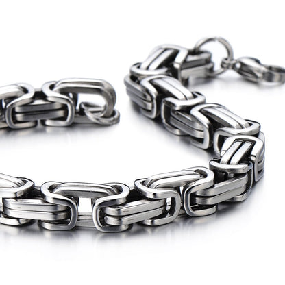COOLSTEELANDBEYOND Masculine Style Stainless Steel Braid Link Bracelet for Men Silver Color Polished