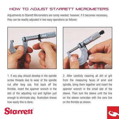 Starrett Interchangeable Anvil Micrometer Set with One-Piece Spindle, Ring-Type Knurled Lock Nut and Satin Chrome Finish - 16-20" Range, 001" Graduation - 224.1ERLZ