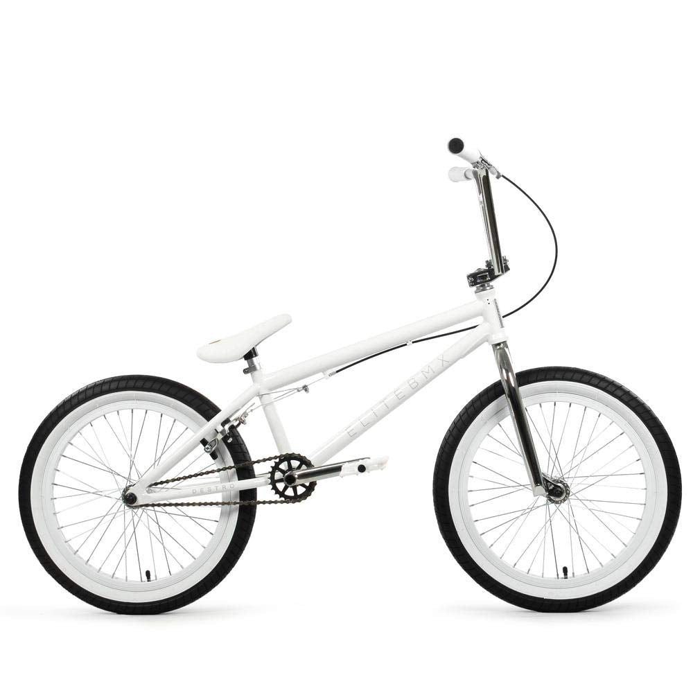 Elite BMX Bicycle 18", 20" & 26" Model Freestyle Bike - 3 Piece Crank (White, 20")