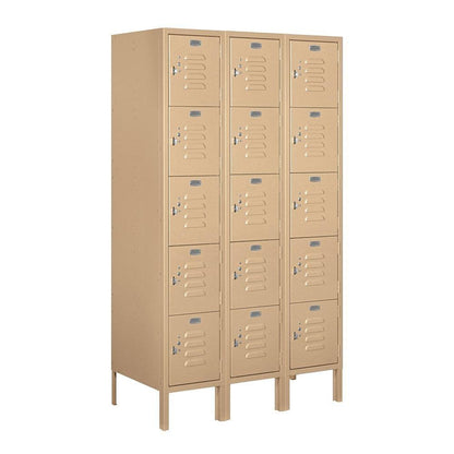 Salsbury Industries 65358TN-U Five Tier Box Style 36-Inch Wide 5-Feet High 18-Inch Deep Unassembled Standard Metal Locker, Tan Brown