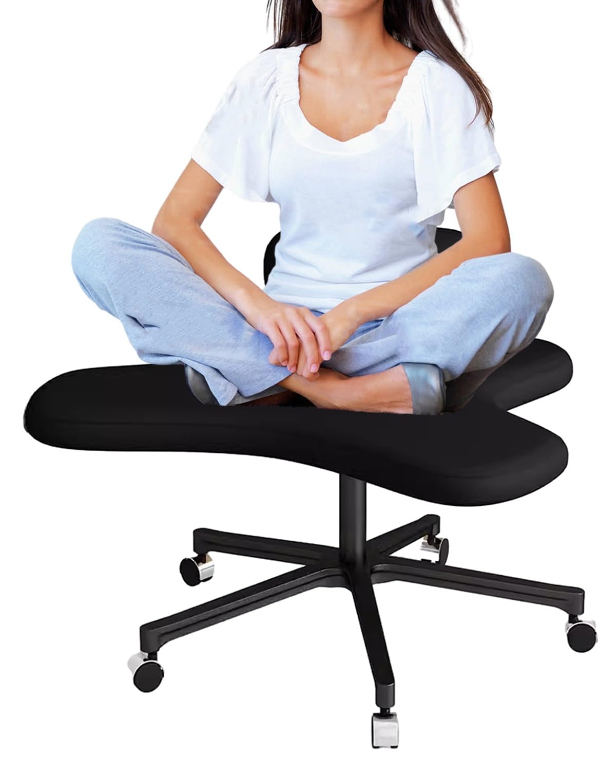 Cross Kneeling Meditation Chair，Kneeling Ergonomic Chair Cross Legged Office Chair Active Office Chair for Sitting in Different Positions, Ergonomic Cross Leg Knee Chair for Yoga Lovers, HEI
