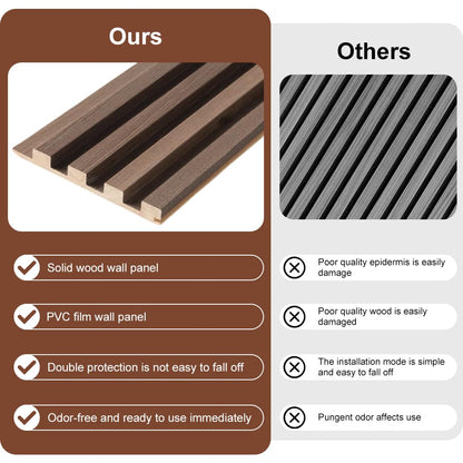 NovaGrid Board 4PCS Acoustic Wood Slat Wall Panels for Wall Decor and Ceiling 3D Fluted Sound Absorbing Panel Soundproof with Wood Finish 108"×6" (Cherry Dark)