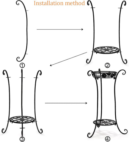 2 2 26 Inches Yesland Pcs Metal Plant Stand Indoor Outdoor, Tier Black Iron Flower Plant Stand Detachable Tall Modern