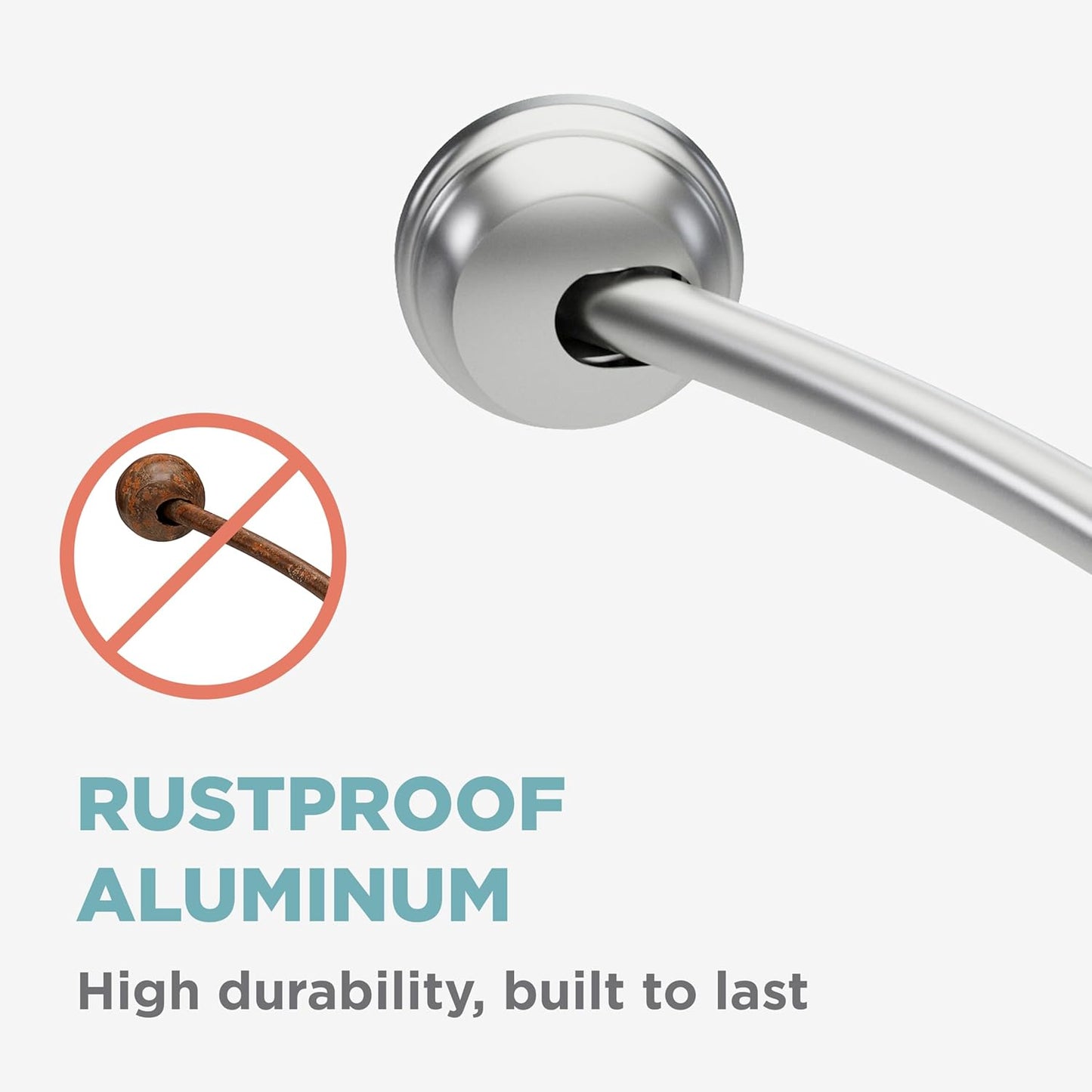 Zenna Home Rustproof Curved Shower Curtain Rod for Small Tubs, Adjustable 32 to 40 Inches, Brushed Nickel