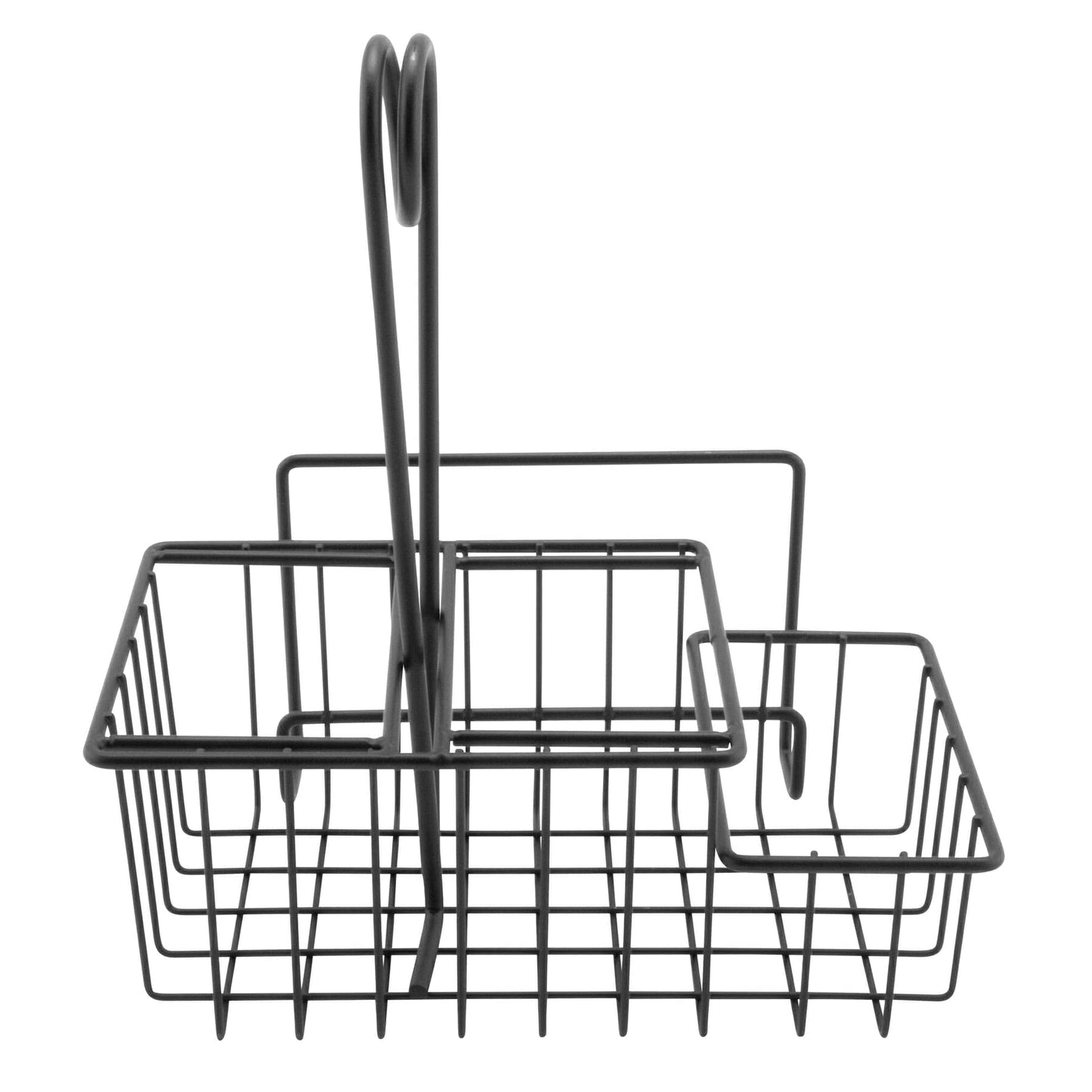 G.E.T. 4-31698 Black Metal Three Compartment Condiment Caddy with Menu Iron Powder Coated Table Caddies Collection