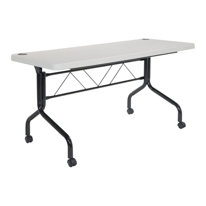 Office Star Resin Multipurpose Flip Training Table with Locking Casters for Home and Office, 5 Feet