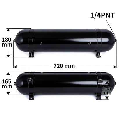 ZHSYMX Air 4.2 Gallon (18 Liter) 6 Ports Seamless Aluminum Air Tank for Air Ride Suspension Car Train Truck Horn Black